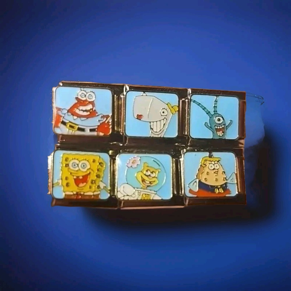 Six Spongebob Friends Italian Charms Links Stainless Steel