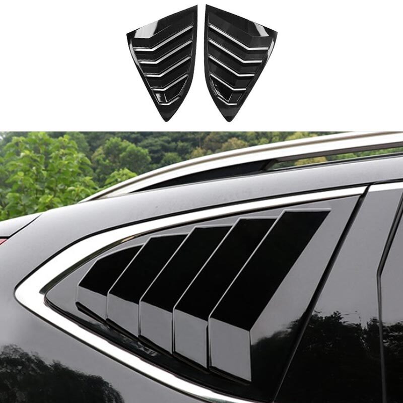 2PCS ABS Black Cover Trim Side Window Louver Shutter For Honda CRV CR-V 2017-21
