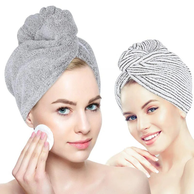 Quick-Dry Cotton Hair Towel Turban for Women