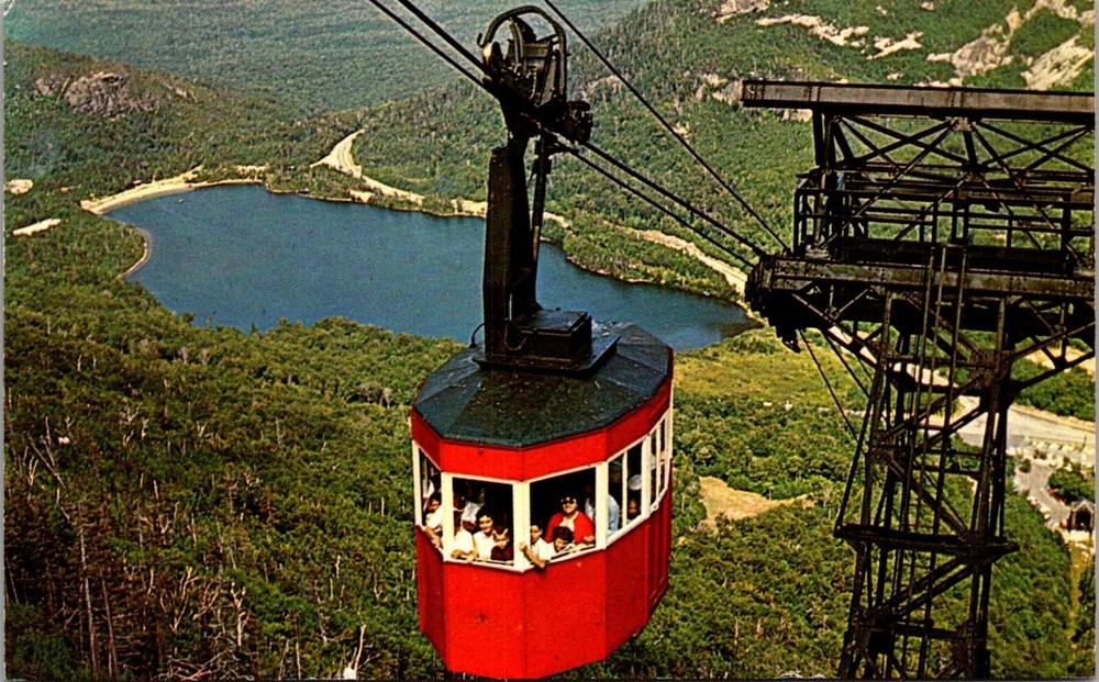 Postcard Tram-Car and Echo Lake Franconia Notch NH New Hampshire [1348]