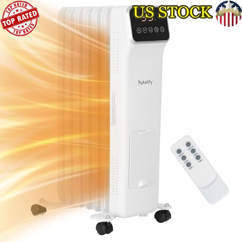 1500W Oil Filled Radiator Heater W/ Remote 3 Modes 24H Timer Safety Features New