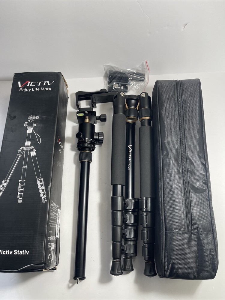 77in Victiv Camera Tripod AT25 Black Travel Tripod/ 81in Monopod BLACK w/Case196