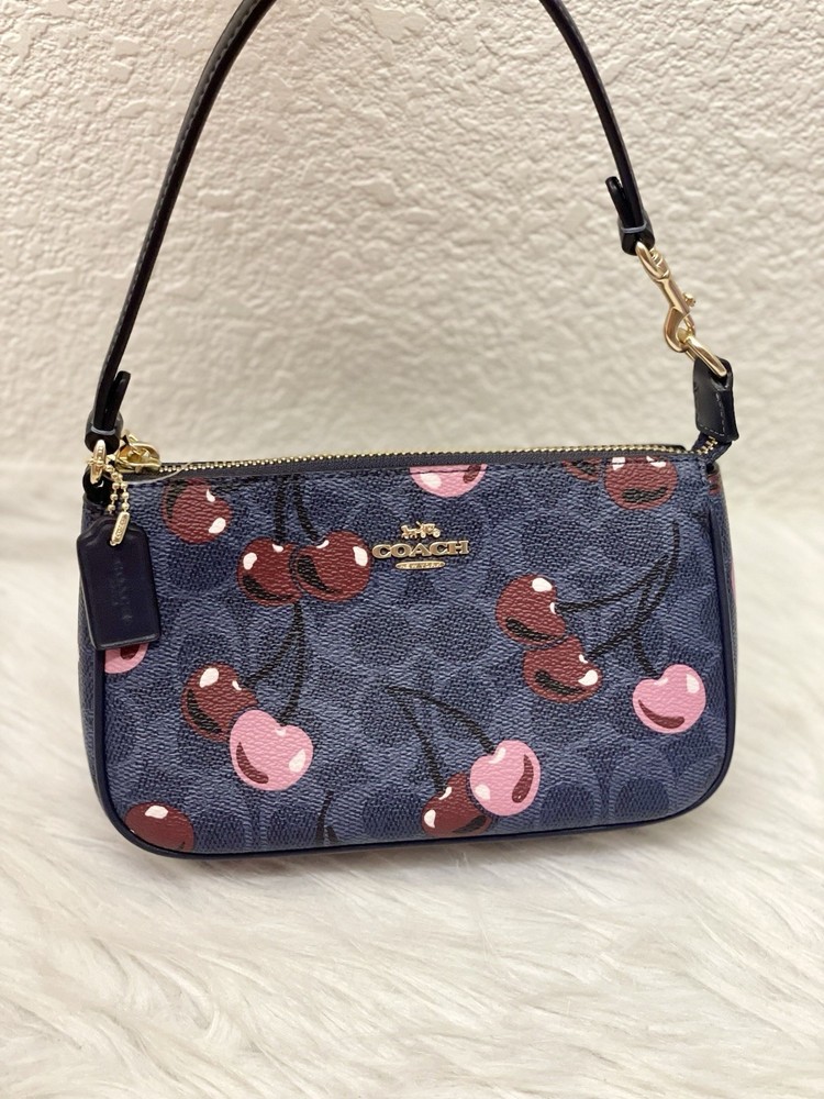 COACH CZ011 Nolita 19 Cherry On Top Denim Canvas & Leather Crossbody Bag