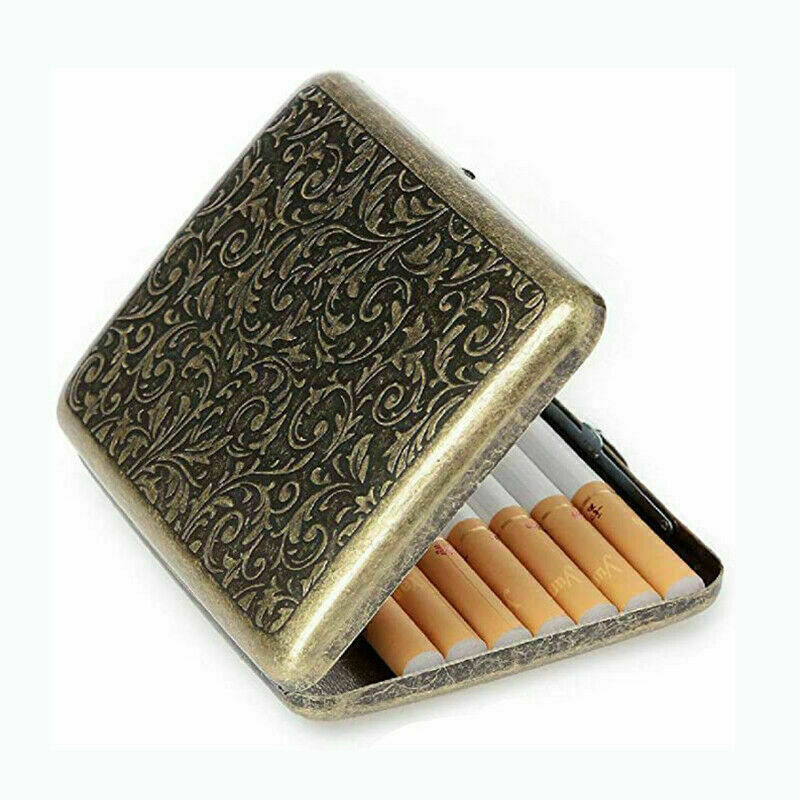 Double Sided Spring Clip Open Pocket Retro Metal Cigarette Case Box Collect