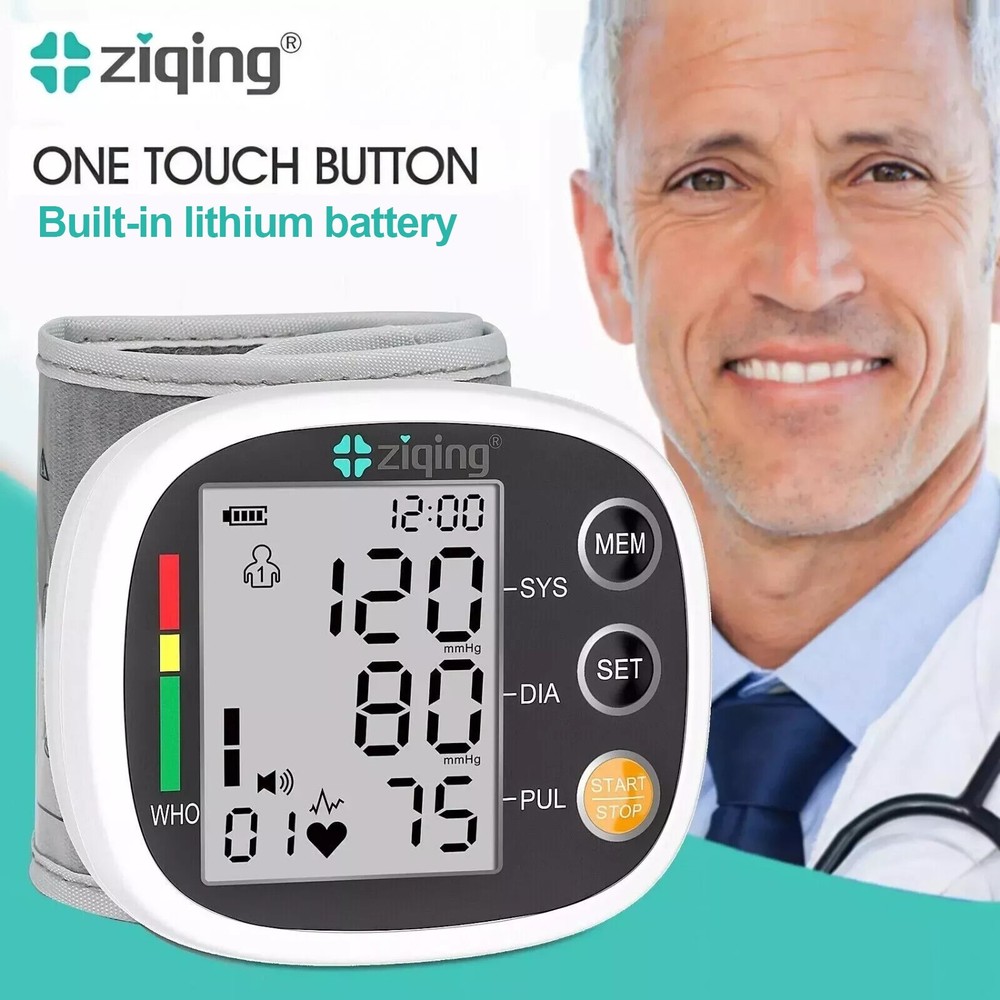 Digital Wrist Blood Pressure Monitor BP Machine Cuff LCD Heart Rate Tester