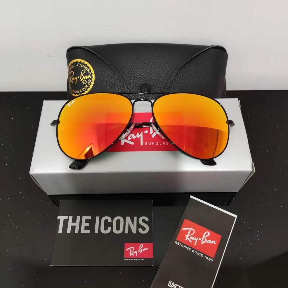 RAY-BAN RB3026, aviator sunglasses , Black Frame/Large 62mm Red Lens