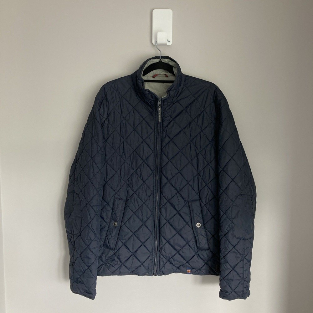 Reversible Nylon Quilted Jacket for Men in Leyland Blue Grey Size Large Nimbus