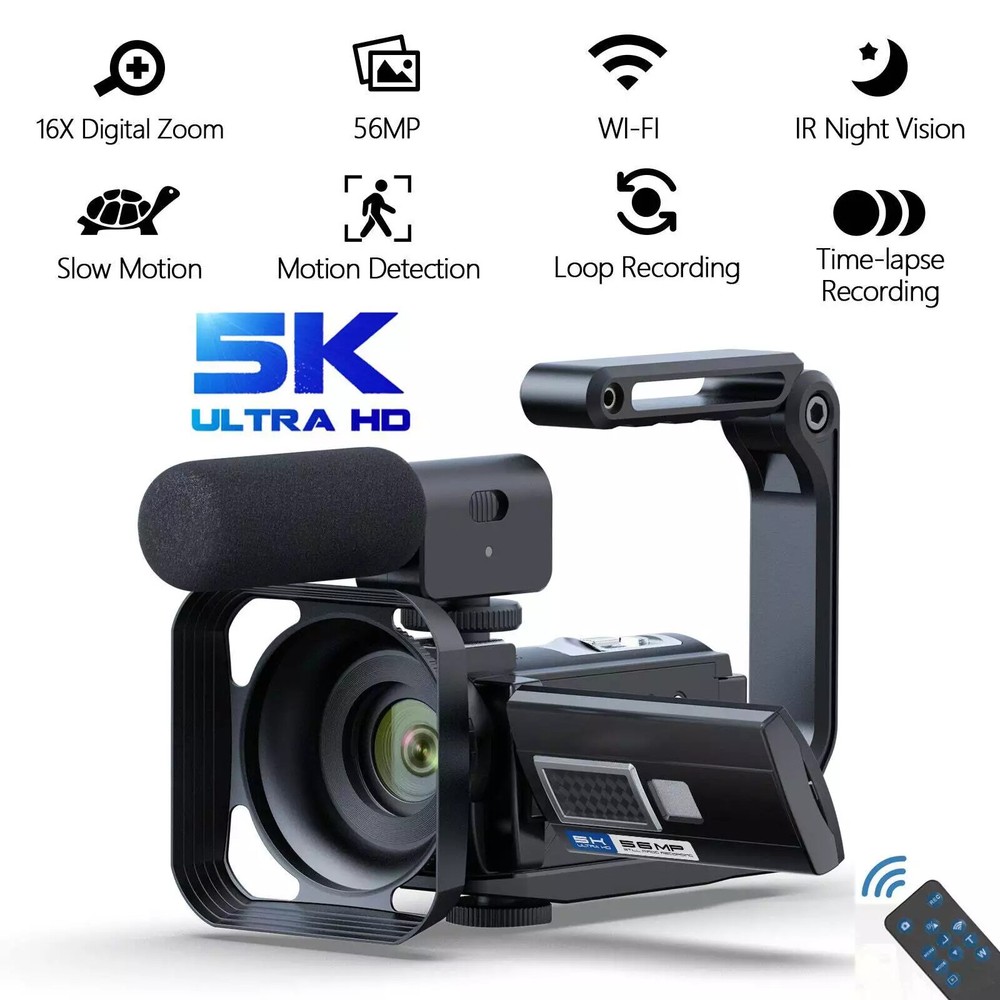 5120 x 2880 Pixels Video Camera Camcorder 56MP WiFi Vlogging Camera YouTube 3”
