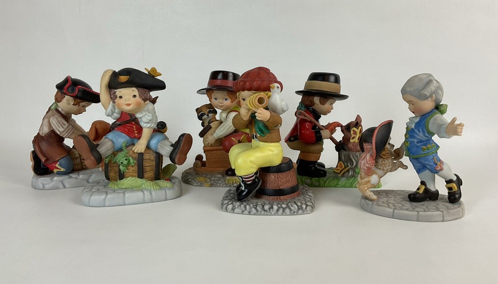 Franklin Porcelain Debbie Bell Jarrett Lot Of 6  Boy Male Figurine Set