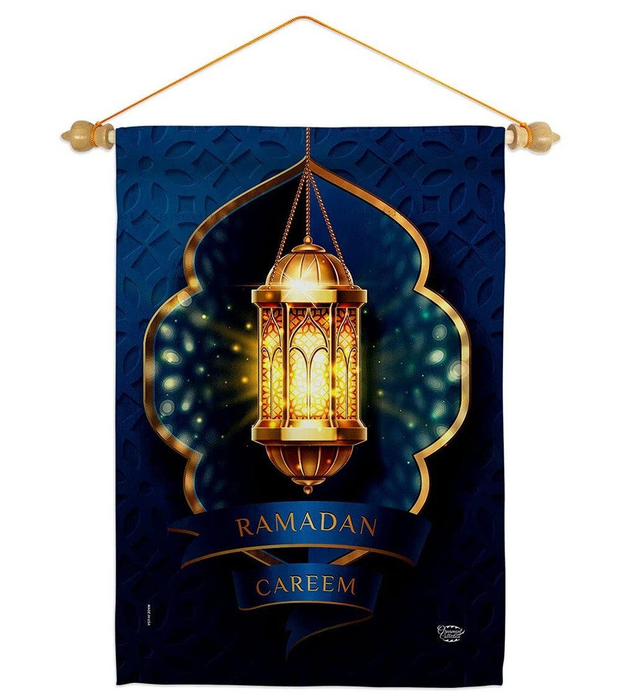 Blessed Garden Flag Set Wood Dowel Religious Ramadan Christian Religion Easte...