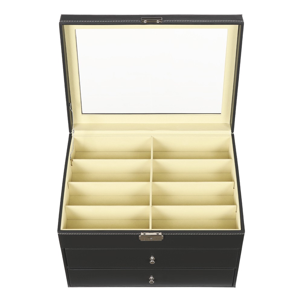 24-Slot Sunglasses Storage Box - Stylish Eyeglass Organizer Display Case for Home