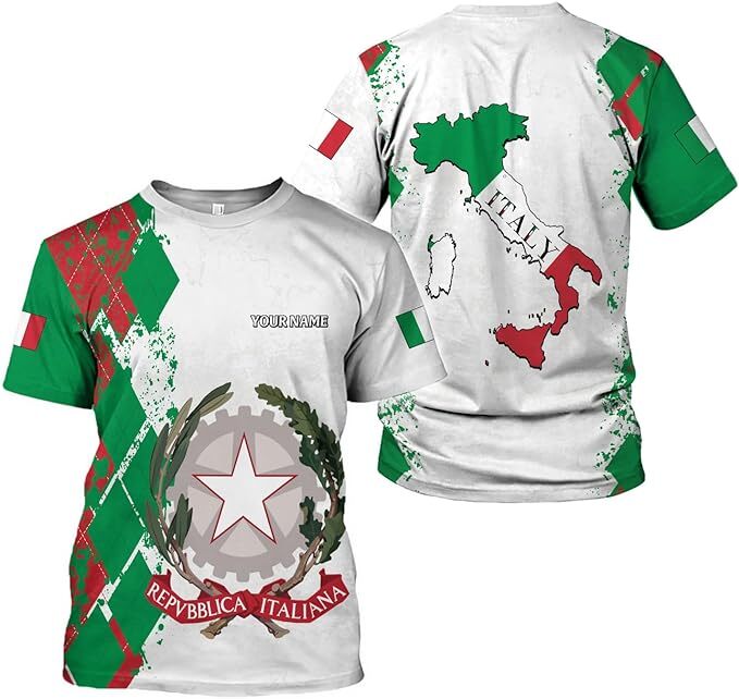 Italian Pride Custom T-Shirt with Italy Map and Flag Design-image