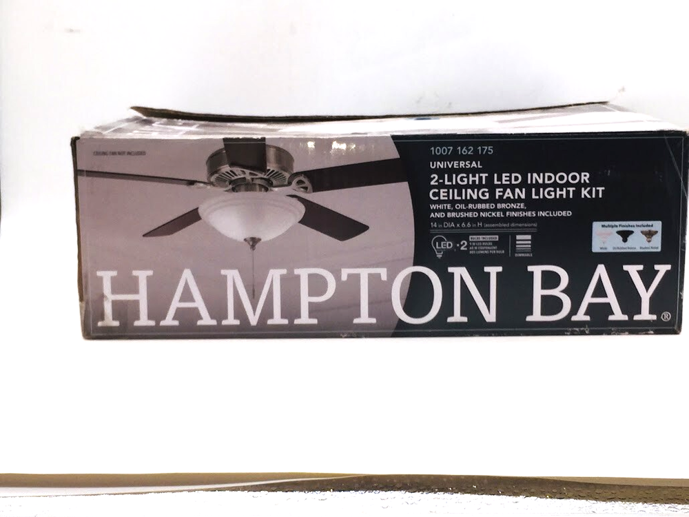 Hampton Bay 2-Light White Glass Bowl LED Ceiling Fan Light Kit  