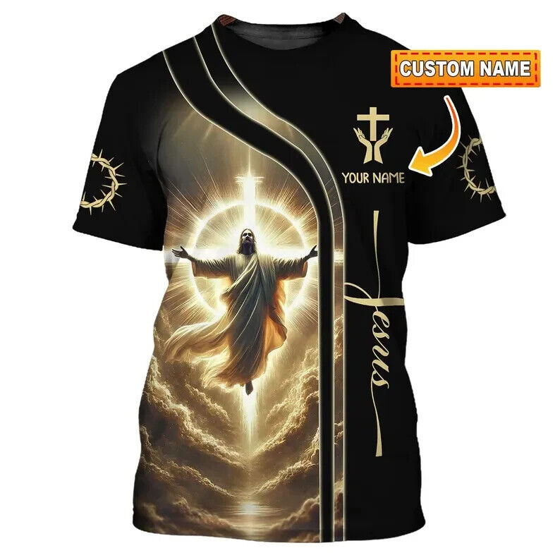Custom 3D Jesus Christian T-Shirt Personalized Sizing S-5XL-image