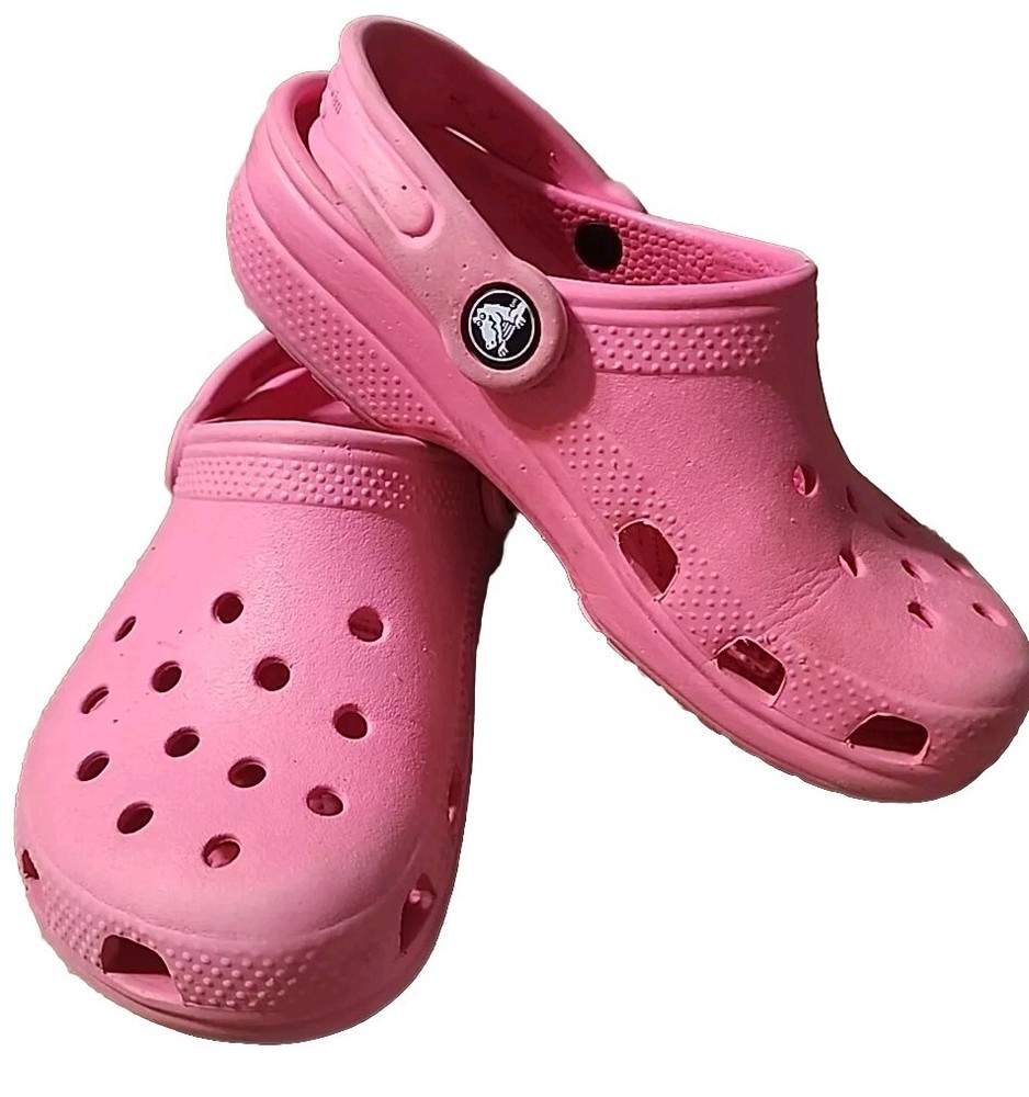 Crocs Pink Girls J 1 Clogs Shoes Sandals Shoes Kids Youth Childrens Nice Slip-on