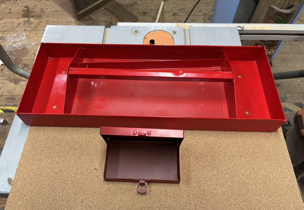 Two Metal Tool Box Trays With & Two Small Metal Storage Boxes