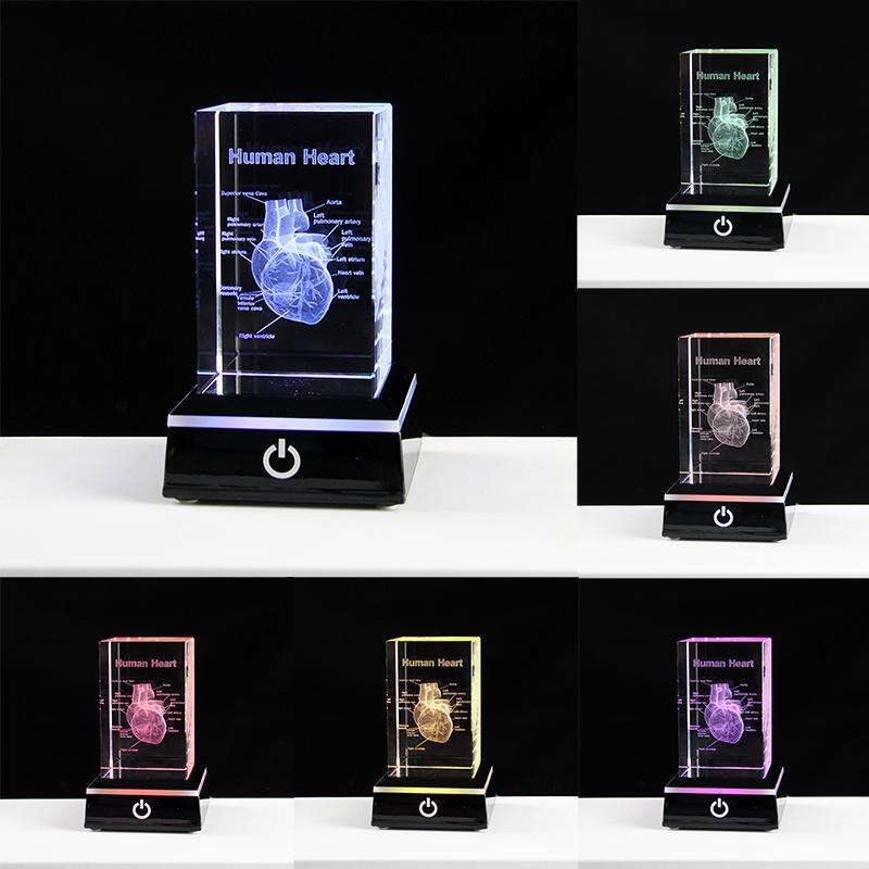 Table Lamp LED 3D Heart Crystal Small Multicolor Modern Novelty Touch USB Decor