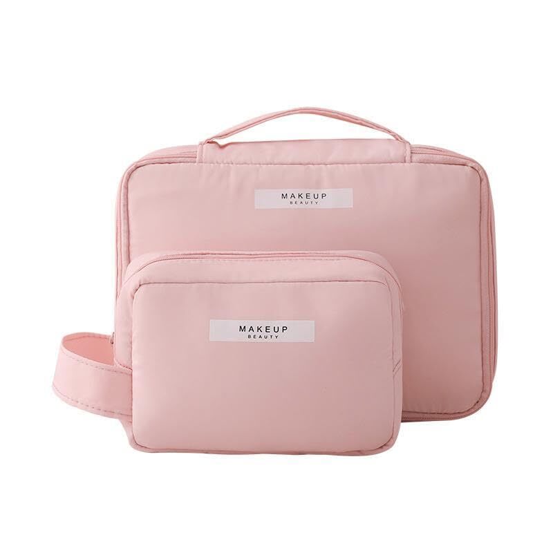 2pc Large Portable Makeup Organizer Bag for Cosmetics Travel Storage