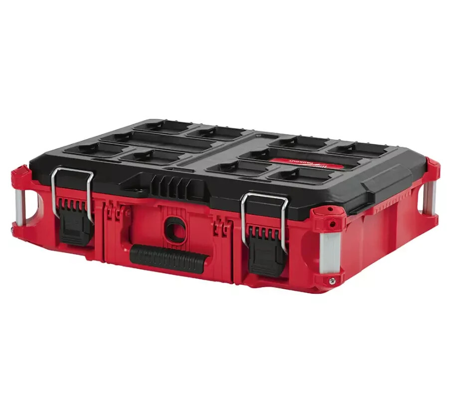 Milwaukee PACKOUT 22in Medium Tool Box 75lb Capacity Black Red