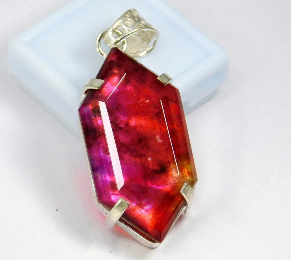 Certified 52.40 Ct Natural Ammolite 925 Solid Silver Rainbow Pendant Gemstone