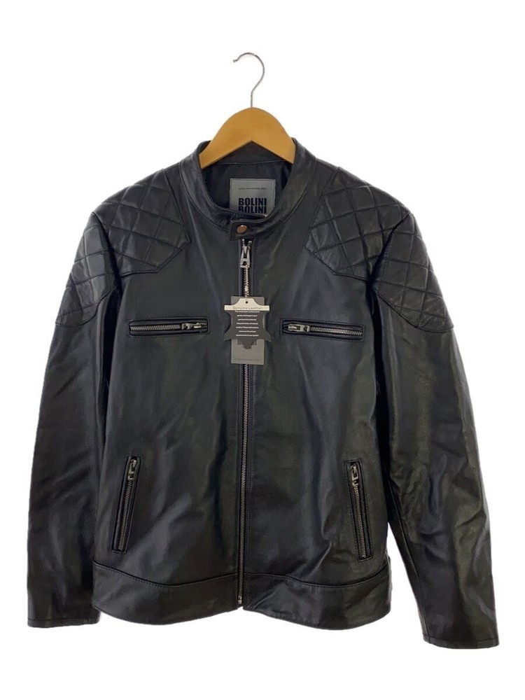 Bolini Plain Black Leather Blouson Jacket 1266