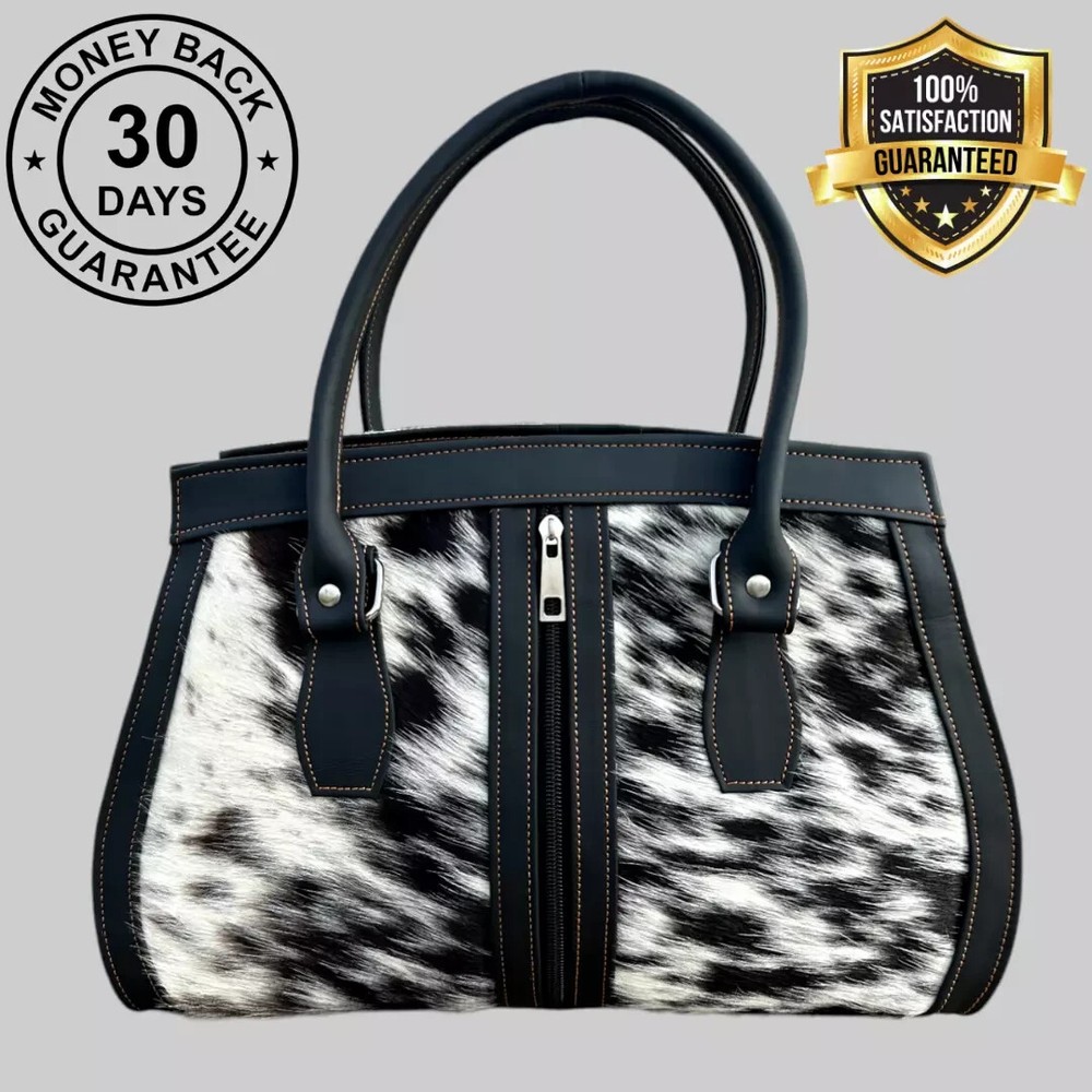 Genuine Black Cowhide Leather Tote Bags Women Shoulder Purse Handbags Lady Bag