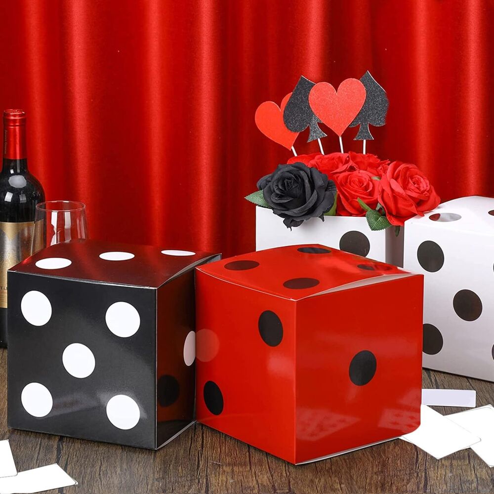 Sinmoe 6 Pcs Casino Dice Favor Boxes Bulk 7 x 7 x 7 Inch Casino Themed Party ...