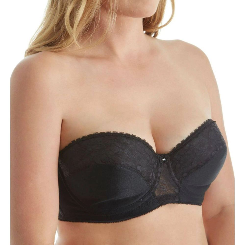 Carnival Full Coverage Strapless Bra Womens 40C Lace Black Underwire Plunge 123
