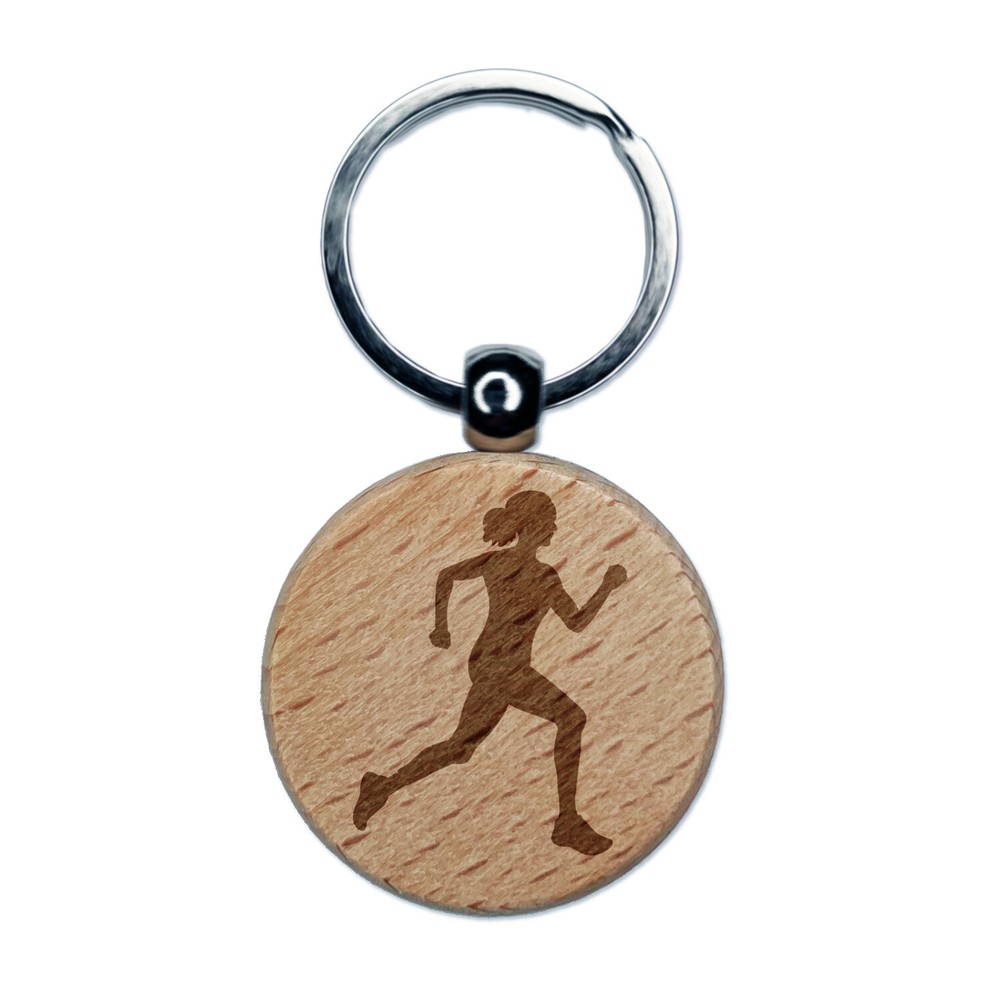 Marathon Runner Wooden Keychain for Fitness Enthusiasts
