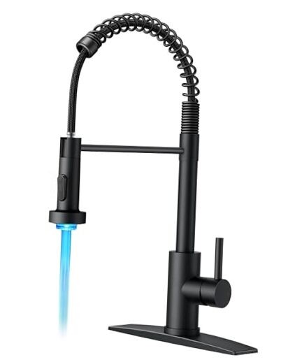 Black Matte LED Kitchen Faucet with Pull Down Sprayer