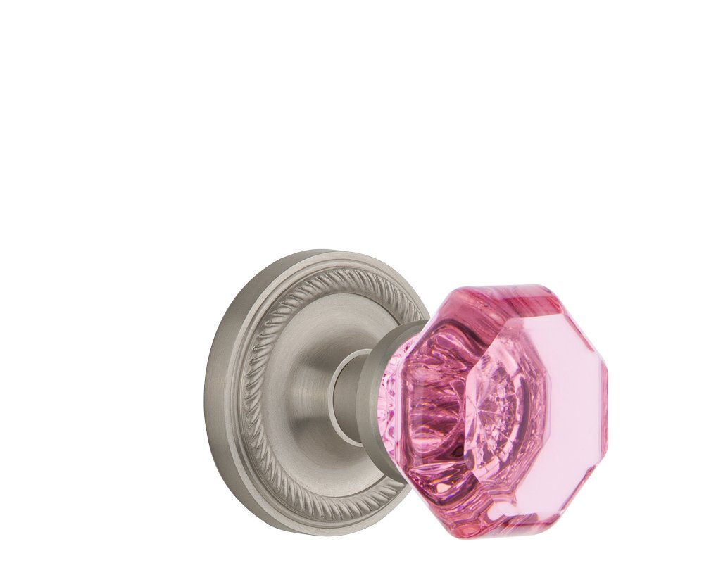 Warehouse Single Dummy Satin Nickel 722600 Rope Rosette Waldorf Pink Door Knob
