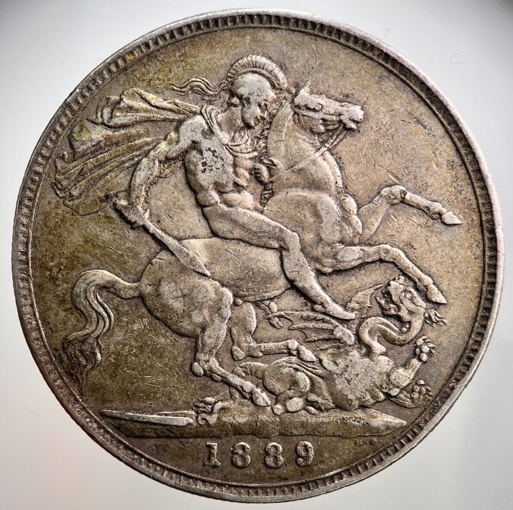 1889 Jubilee Head Victoria Crown Silver Coin | Fine Collectable Grade | a1101