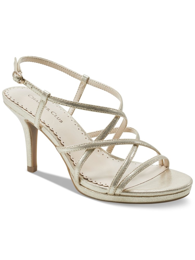 CHARTER CLUB Womens Gold Metallic Merlot Open Toe Stiletto Heeled Sandal 6.5 M