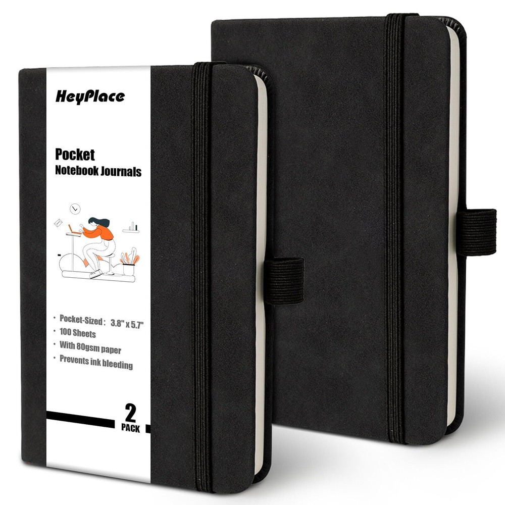 HEYPLACE 2 PACK Small Notebook Pocket Journal with Pen Holder 3.8x5.7 Inches ...