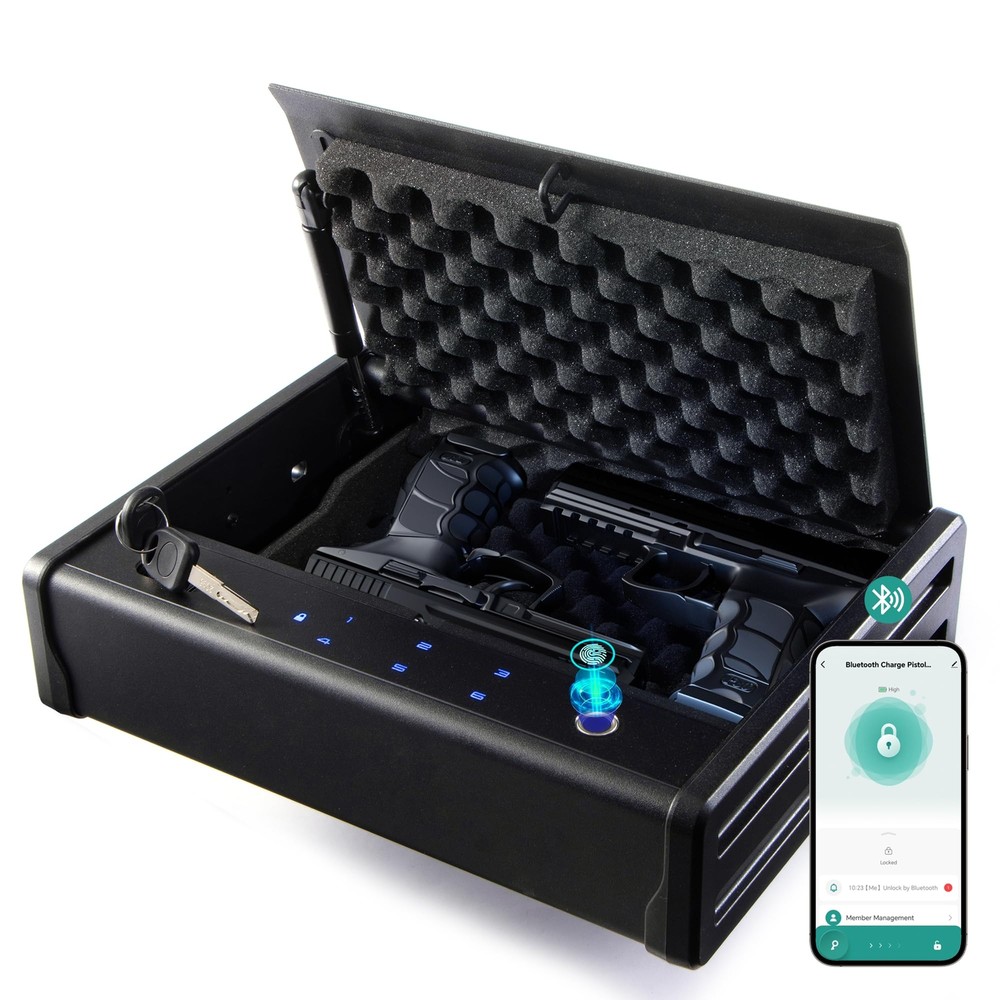 Biometric Fingerprint Gun Safe Pistol Safe 4 Ways 0.1S Quick Access, Fingerpr...-image
