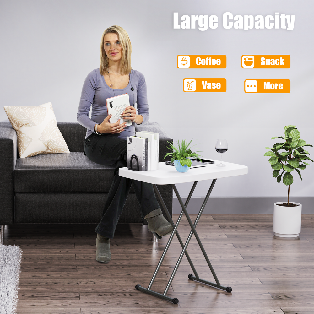 Adjustable Height Folding Laptop Snack Desk Portable Small Computer Table  