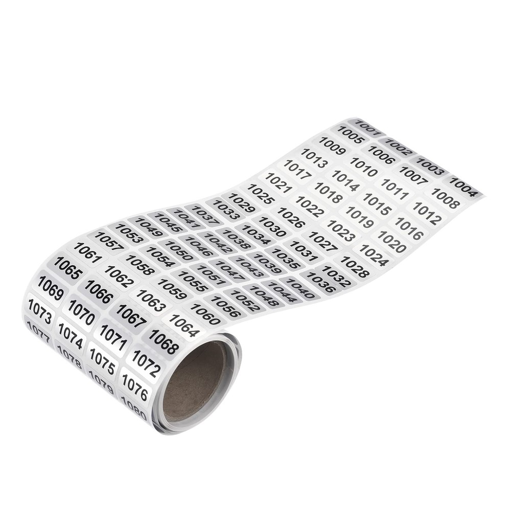 1-2000 Consecutive Number Stickers Black Inventory Labels for Organization