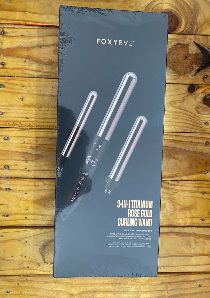 Foxy Bae 3-in-1 Titanium Rose Gold Curling Wand Iron New