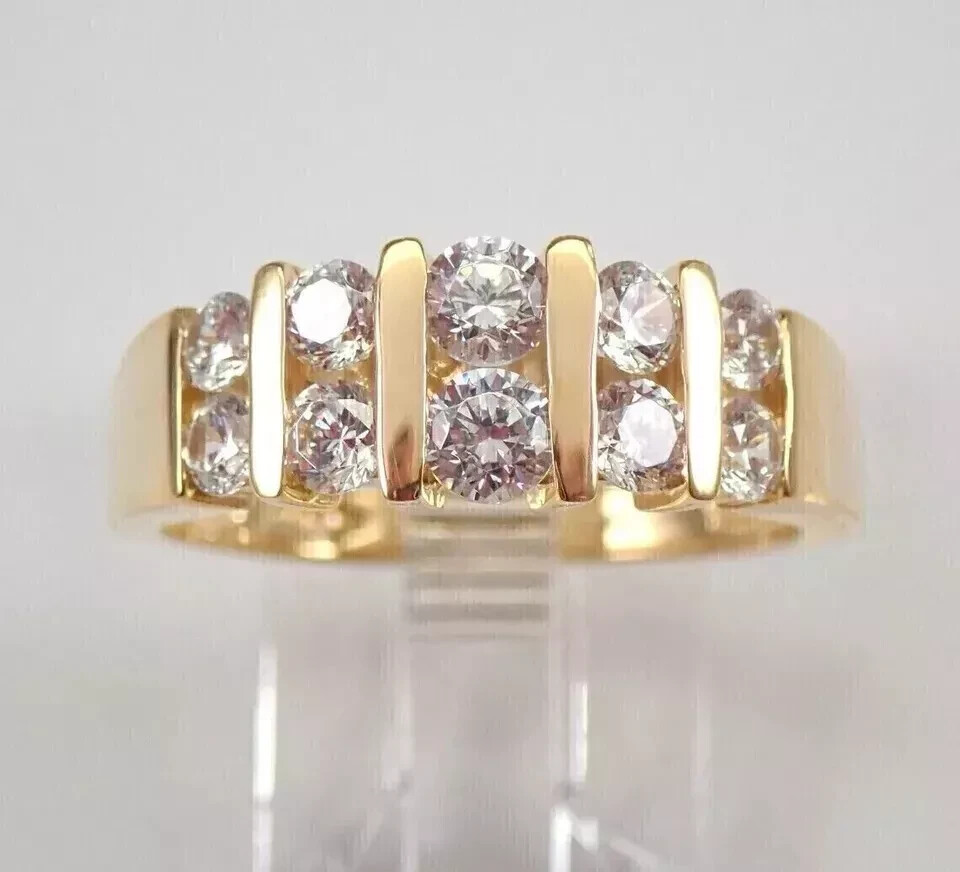 Men's Wedding Ring Band 2Ct Round Cut Lab Created Diamond 14K Yellow Gold Plated