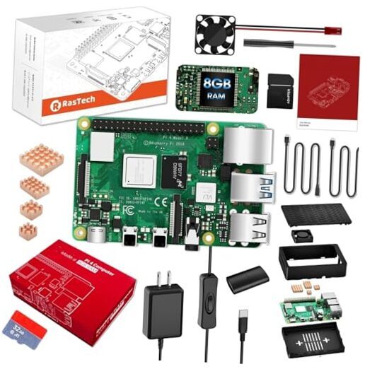 RasTech Raspberry Pi 4 with Pi4 8GB Board,with 32GB Card 4 8GB Starter Kit