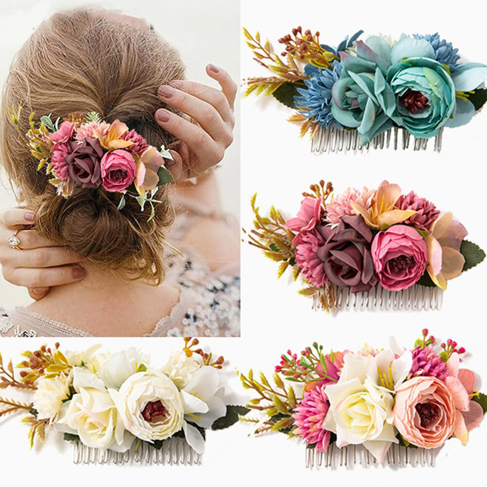 Elegant Bridal Flower Hair Comb Wedding Headwear Accessories for Women