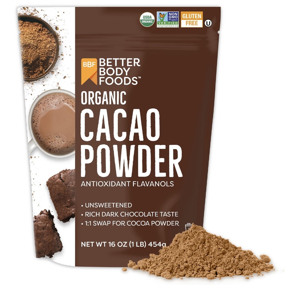 Organic Cacao Powder, Rich Chocolate Flavor, Non-GMO, Gluten-Free, Cocoa, 16 ...