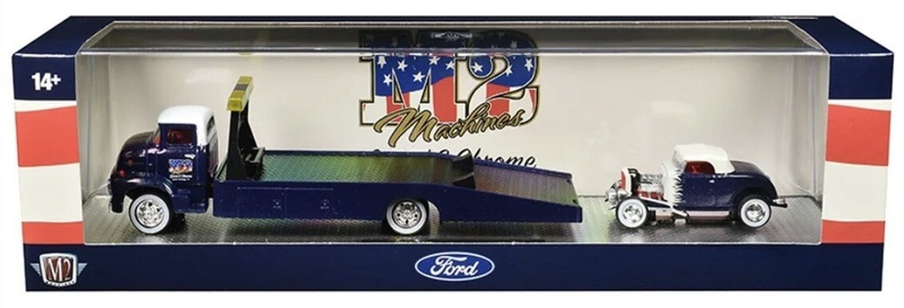 M2 Machines Auto Haulers Diecast Set Featuring 1956 Ford COE and 1932 Ford Roadster Exquisite Collectible Models