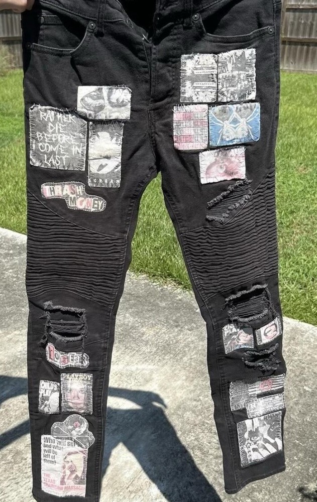 Blackwidow13 Crust Patch Skinny Jeans Size 28 Preowned