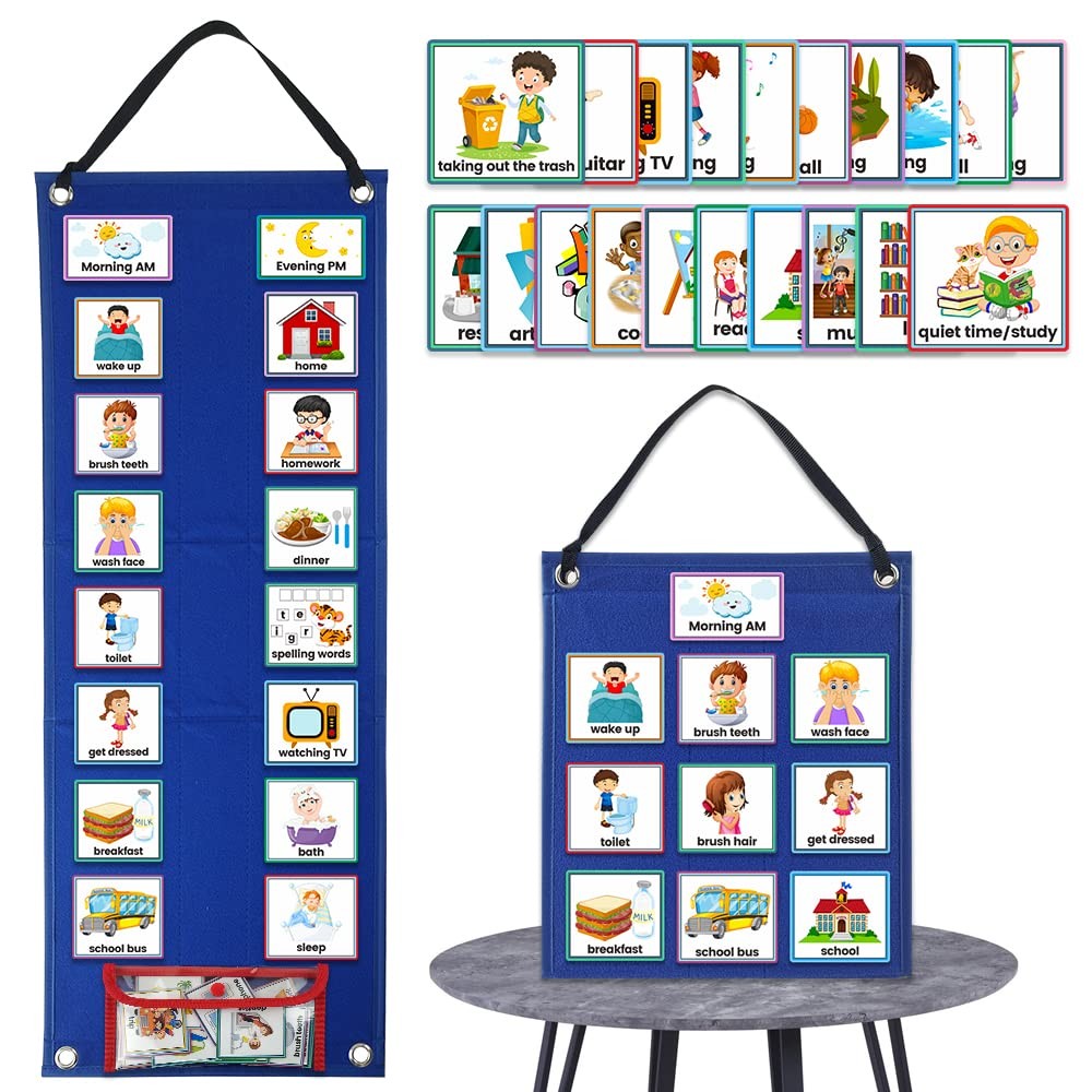 Visual Schedule Chart for Autism & ADHD Kids - 70 Routine Cards (Morning/Nigh...-image