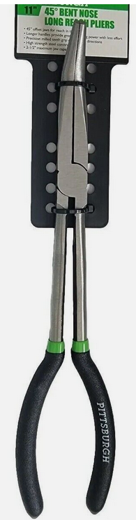 11-Inch Extra Long Bent Nose Pliers with 45-Degree Angled Tip and Comfort Grip