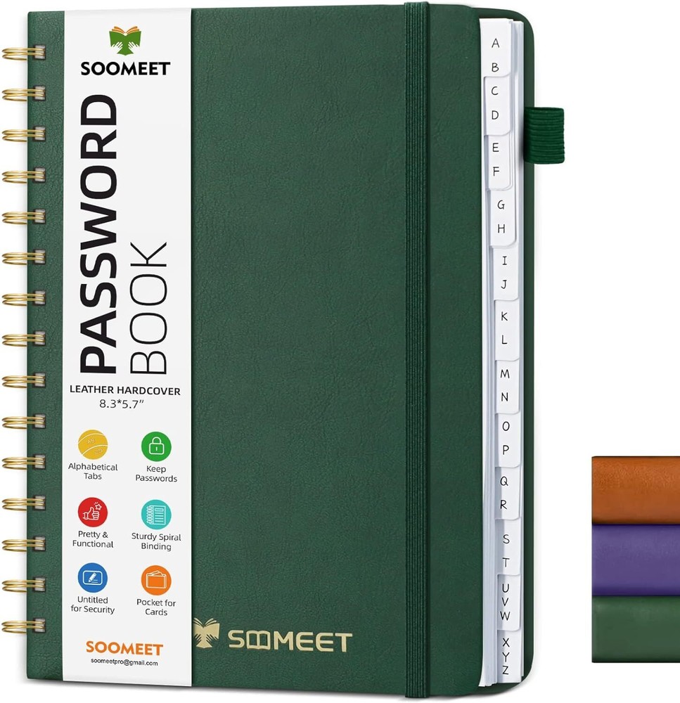 Password Book with Alphabetical Tabs Hardcover Password Keeper A5 Size 8.3