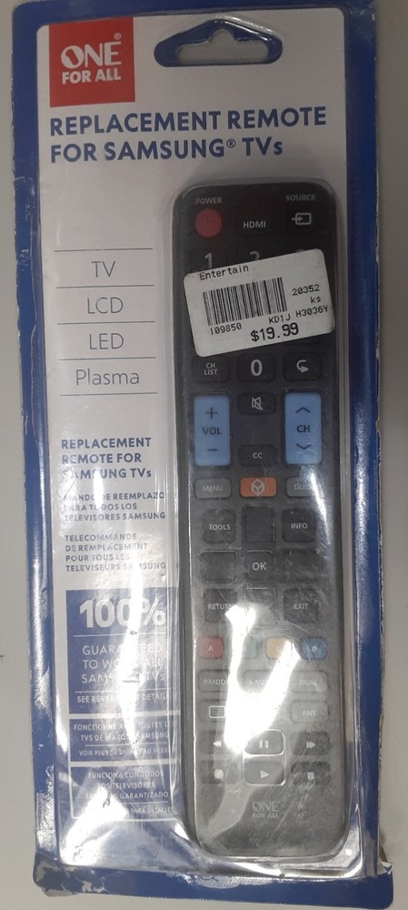 Samsung TV Replacement Remote URC1810 Universal One For All