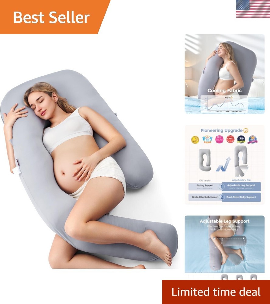 Ergonomic U Pro Pregnancy Body Pillow for Cool Sleep Adjusts to 72 Inches