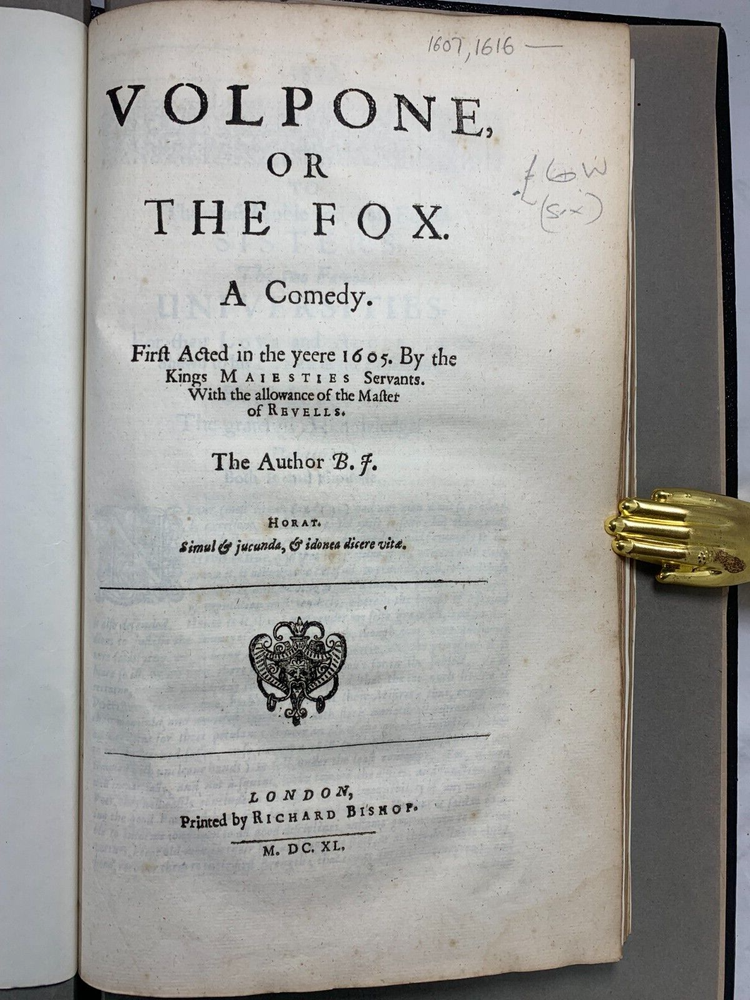 2nd Folio Ben Jonson's Fox And Alchemist Plays 1640, Shakespeare's Contemporary